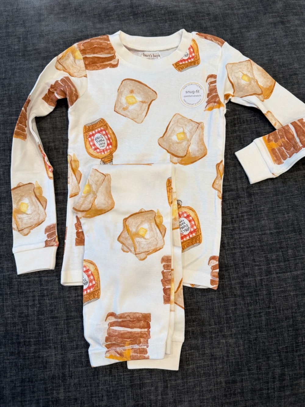 Burt's Bees Cream Kids Toast & Jam Print Pajama Set